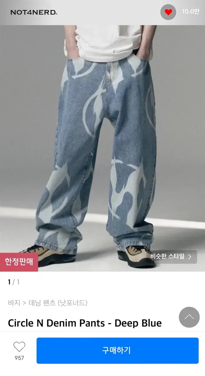 낫포너드 Circle N Denim Pants - Deep Blue M